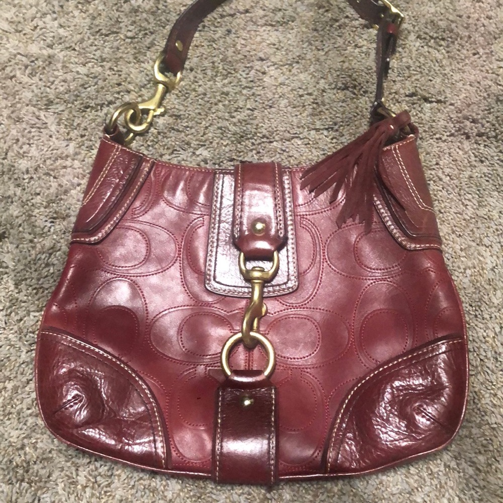 Red Coach leather purse